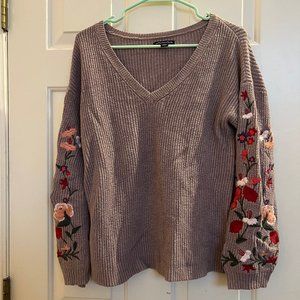 American Eagle Purple Flora Sleeve Sweater
